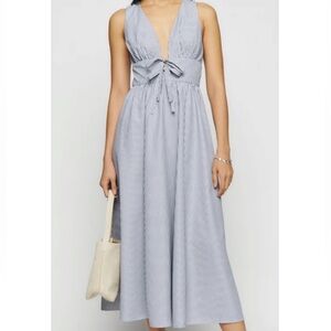 Reformation Alvin Dress (Blue and White Striped), Midi, size 2